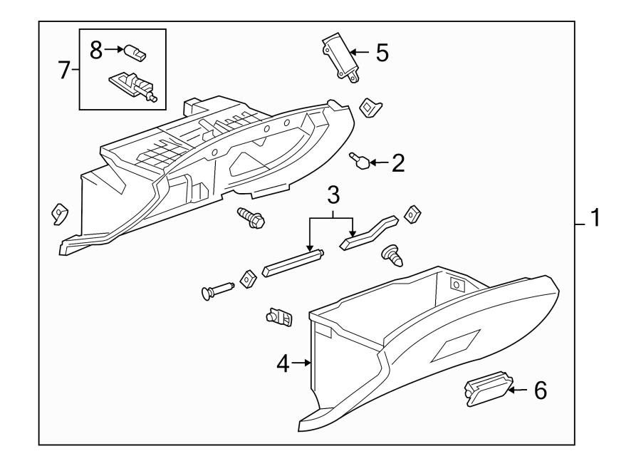 Diagram Instrument panel. Glove box. for your 2024 GMC Savana 2500   