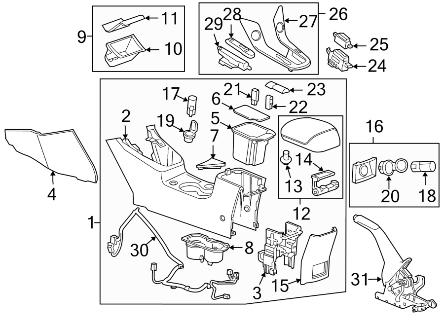 Diagram CENTER CONSOLE. for your 2008 Chevrolet Silverado   