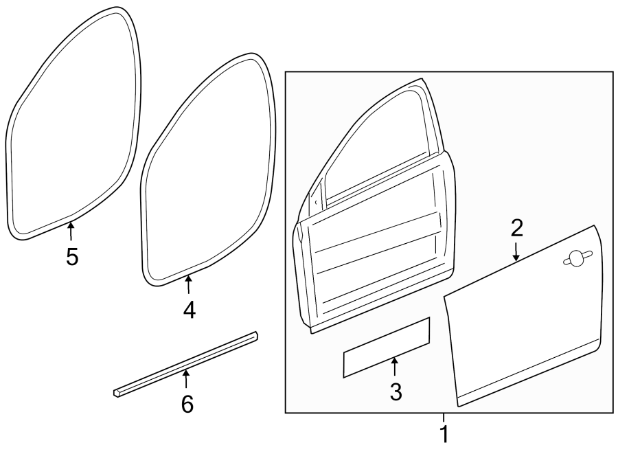 Diagram FRONT DOOR. DOOR & COMPONENTS. for your Chevrolet Cruze  