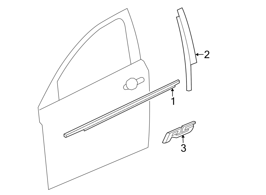 FRONT DOOR. EXTERIOR TRIM.