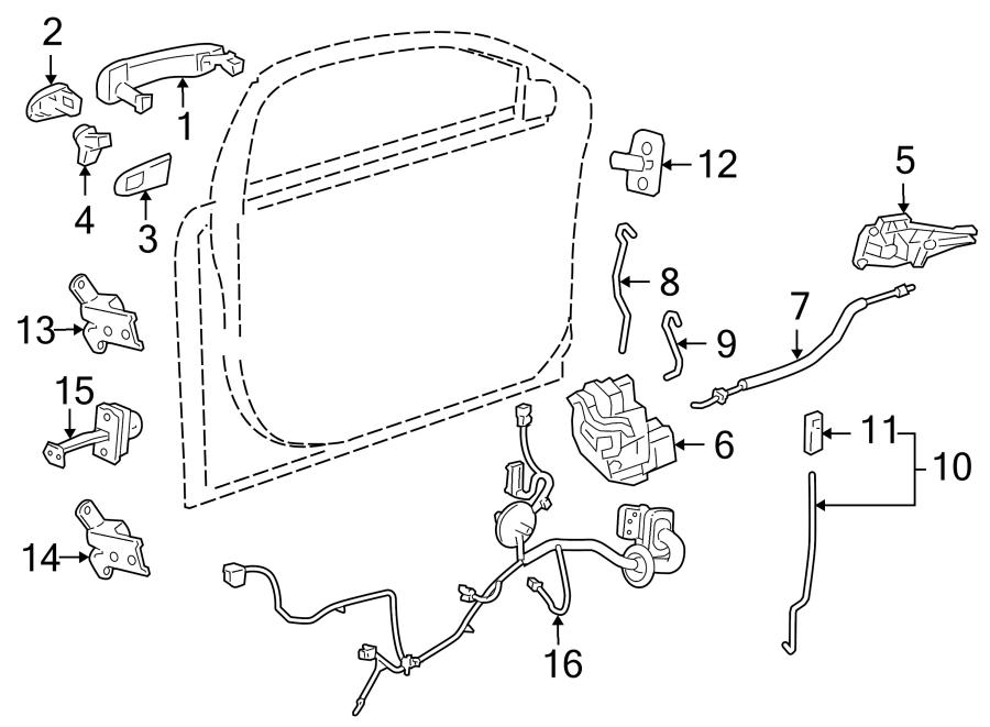 Diagram FRONT DOOR. LOCK & HARDWARE. for your 2024 Cadillac XT4   