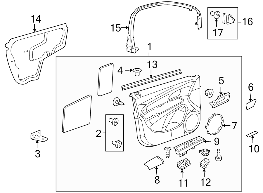 FRONT DOOR. INTERIOR TRIM. Diagram