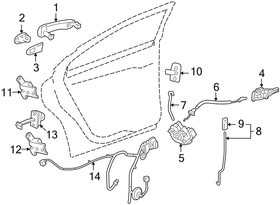 Diagram REAR DOOR. LOCK & HARDWARE. for your 1989 Buick Century   