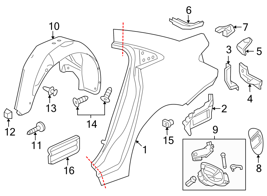 9QUARTER PANEL & COMPONENTS.https://images.simplepart.com/images/parts/motor/fullsize/CC11540.png