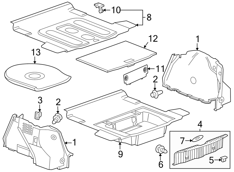 Diagram REAR BODY & FLOOR. INTERIOR TRIM. for your 2002 GMC Sierra 3500 6.0L Vortec V8 A/T RWD SLE Standard Cab Pickup 