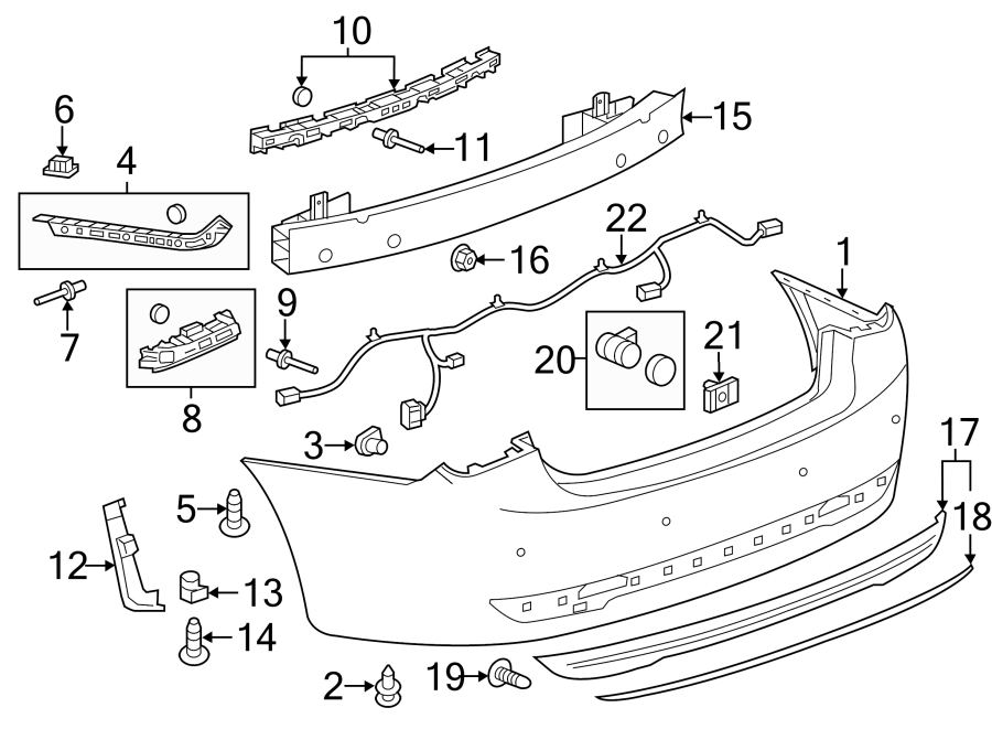 Diagram REAR BUMPER. BUMPER & COMPONENTS. for your 2021 GMC Sierra 2500 HD 6.6L V8 A/T RWD SLE Standard Cab Pickup Fleetside 