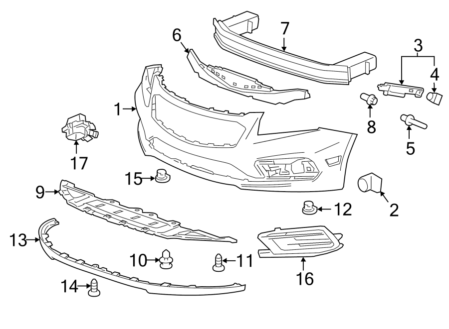 Diagram FRONT BUMPER & GRILLE. BUMPER & COMPONENTS. for your 2006 GMC Sierra 3500 6.6L Duramax V8 DIESEL A/T RWD SLE Extended Cab Pickup 