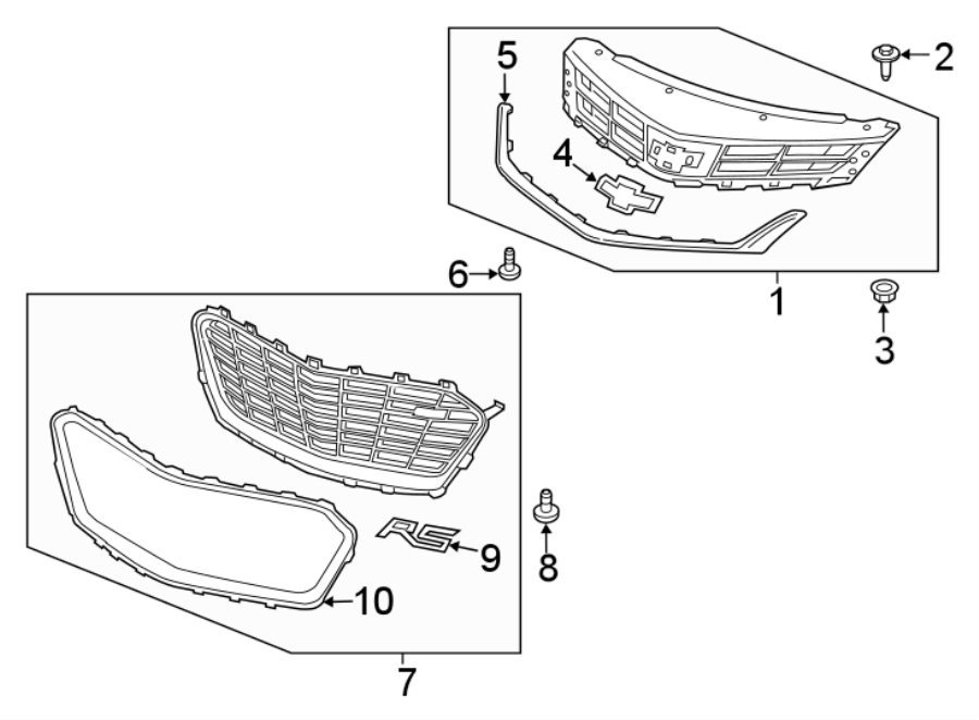 1FRONT BUMPER & GRILLE. GRILLE & COMPONENTS.https://images.simplepart.com/images/parts/motor/fullsize/CC16025.png