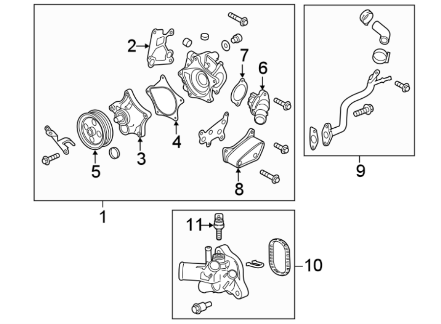 Diagram WATER PUMP. for your 2005 GMC Envoy   