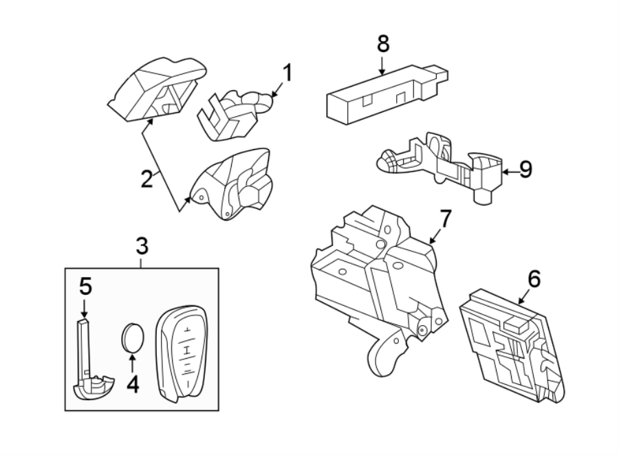 Diagram KEYLESS ENTRY COMPONENTS. for your 2021 GMC Sierra 2500 HD 6.6L V8 A/T 4WD Base Extended Cab Pickup 