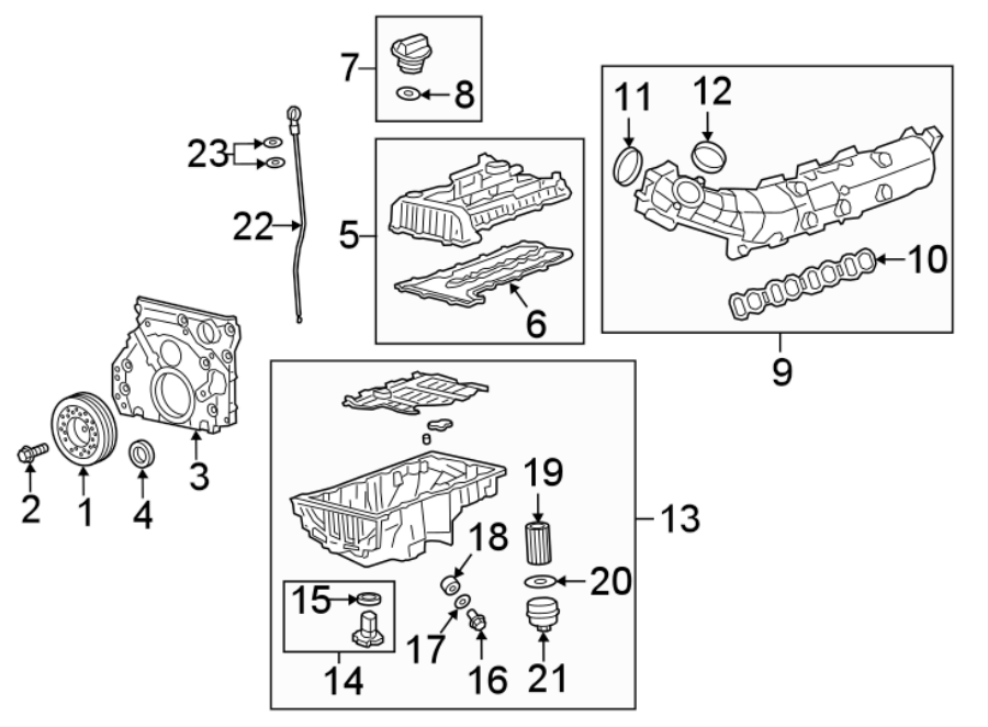 Diagram ENGINE / TRANSAXLE. ENGINE PARTS. for your 2005 Chevrolet Avalanche 2500   