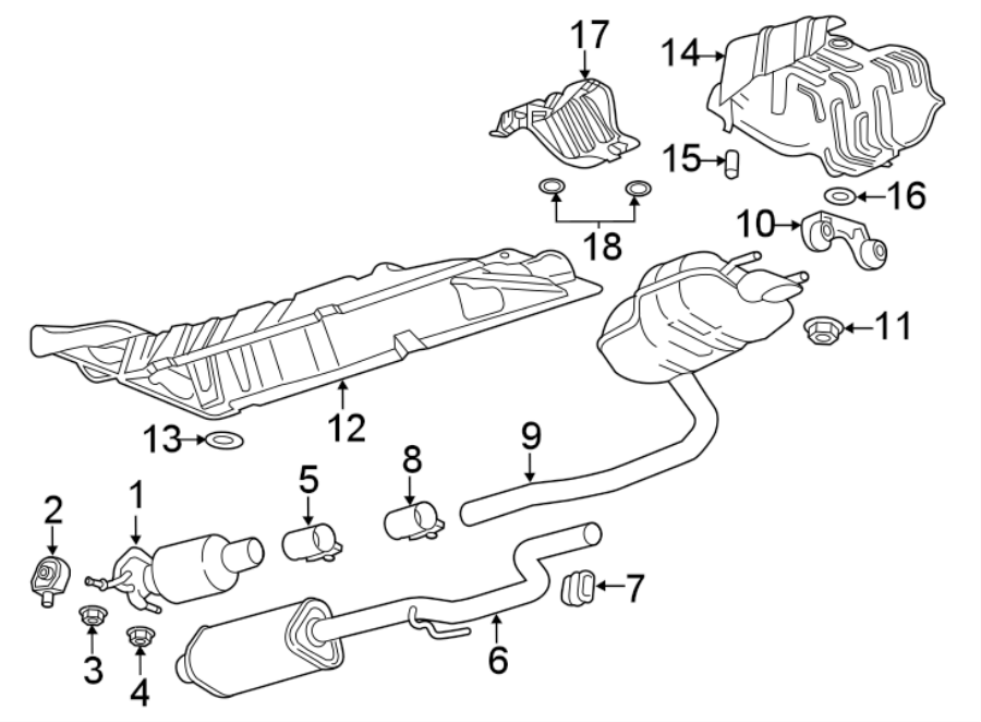 Diagram Exhaust system. Exhaust components. for your 2019 GMC Sierra 2500 HD 6.0L Vortec V8 FLEX A/T RWD Denali Crew Cab Pickup Fleetside 