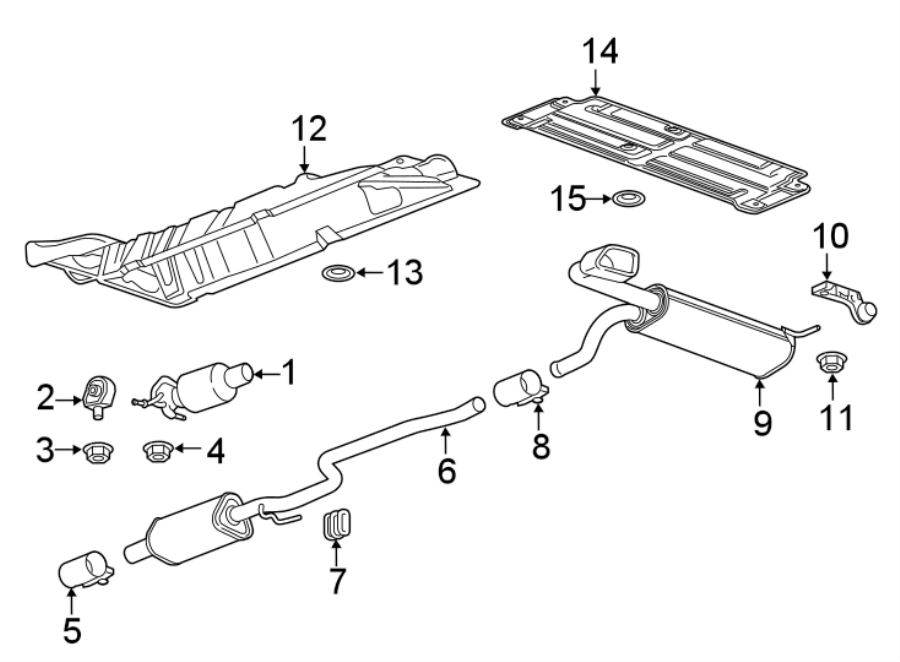 Diagram Exhaust system. Exhaust components. for your 2014 GMC Sierra 2500 HD 6.0L Vortec V8 CNG A/T RWD WT Standard Cab Pickup 