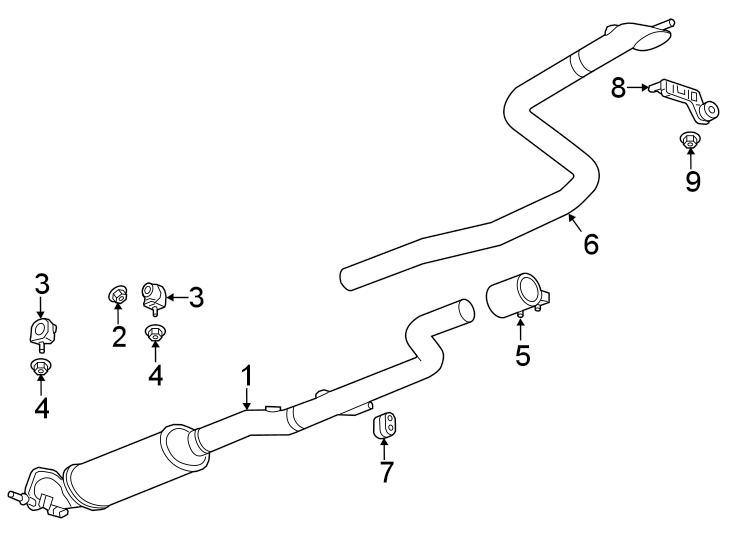 Diagram EXHAUST SYSTEM. EXHAUST COMPONENTS. for your 1992 Chevrolet K3500  Scottsdale Extended Cab Pickup Fleetside 6.5L V8 DIESEL A/T 