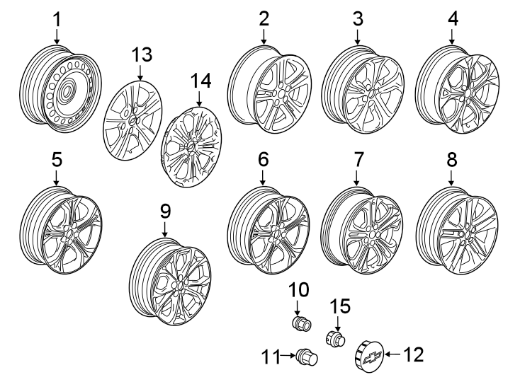 Diagram WHEELS. for your 2021 GMC Savana 2500 LT Standard Passenger Van 4.3L Vortec V6 A/T 