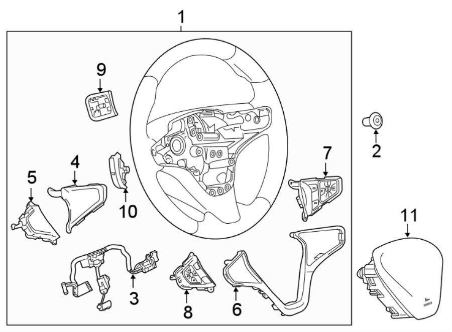 Diagram STEERING WHEEL & TRIM. for your 2021 Chevrolet Tahoe  Z71 Sport Utility  