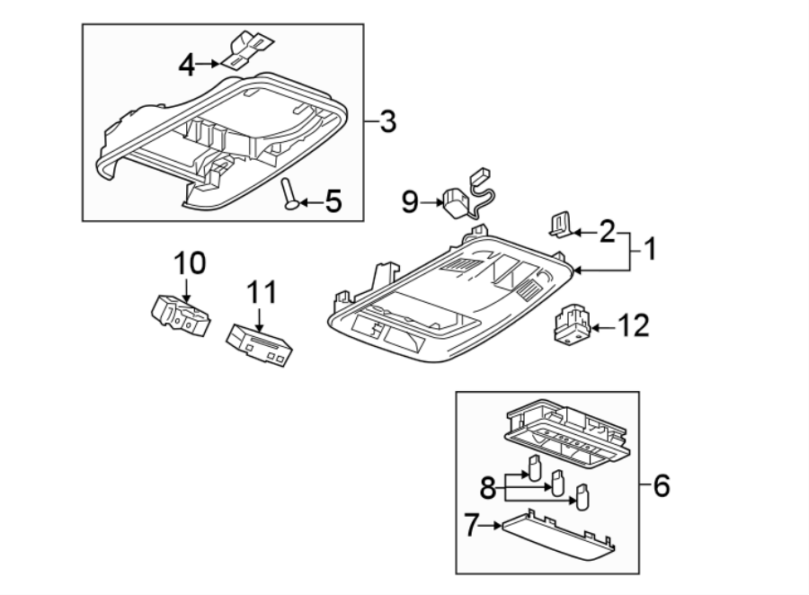 Diagram OVERHEAD CONSOLE. for your 2021 Cadillac XT4   