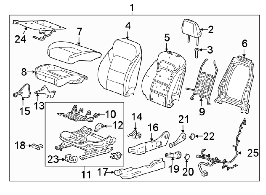 Diagram SEATS & TRACKS. DRIVER SEAT COMPONENTS. for your 1999 Buick Century   