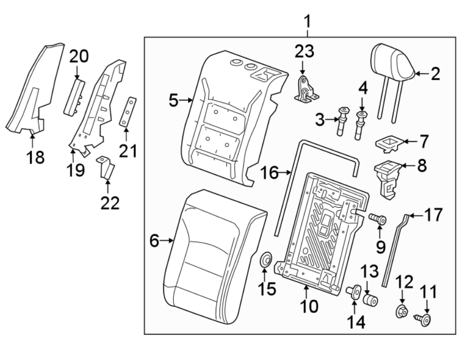 Diagram SEATS & TRACKS. REAR SEAT COMPONENTS. for your 2015 Chevrolet Cruze   