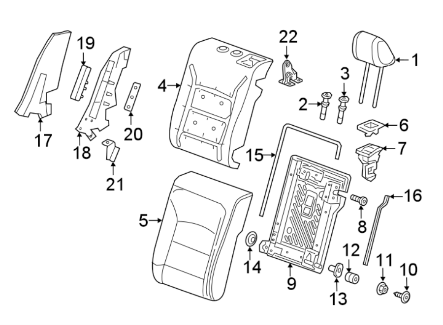 Diagram SEATS & TRACKS. REAR SEAT COMPONENTS. for your 2018 Chevrolet Cruze   