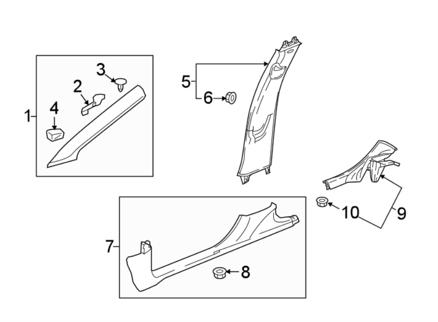 Diagram Pillars. Rocker & floor. Interior trim. for your 2005 Chevrolet Uplander    