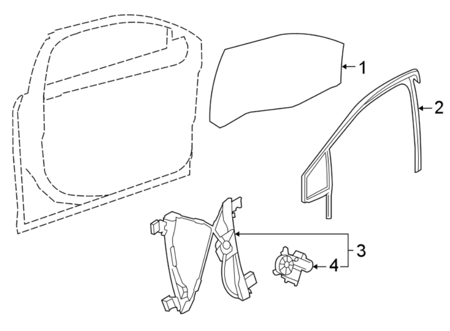 Diagram FRONT DOOR. GLASS & HARDWARE. for your 2022 Chevrolet Spark   