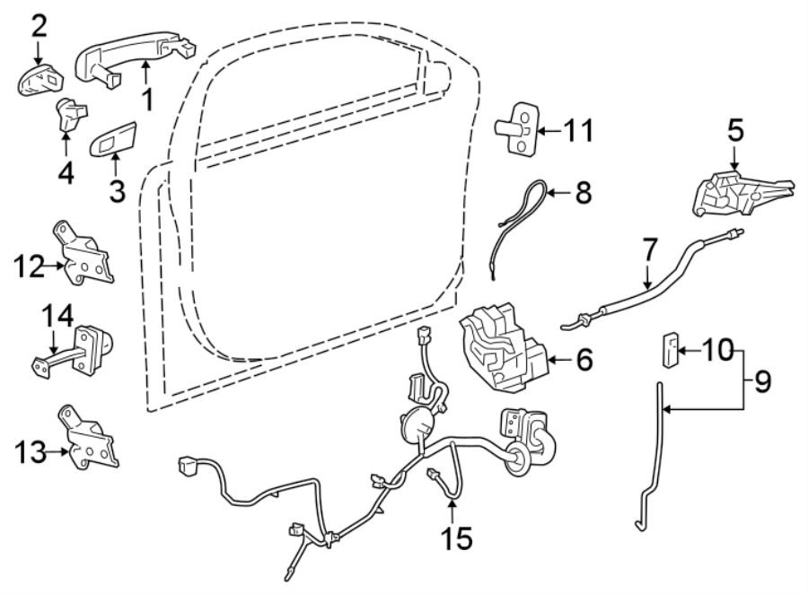 Diagram FRONT DOOR. LOCK & HARDWARE. for your 2008 Saturn Astra   