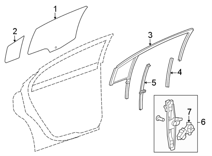 Diagram REAR DOOR. GLASS & HARDWARE. for your 2013 Chevrolet Spark 1.2L Ecotec M/T LT Hatchback 