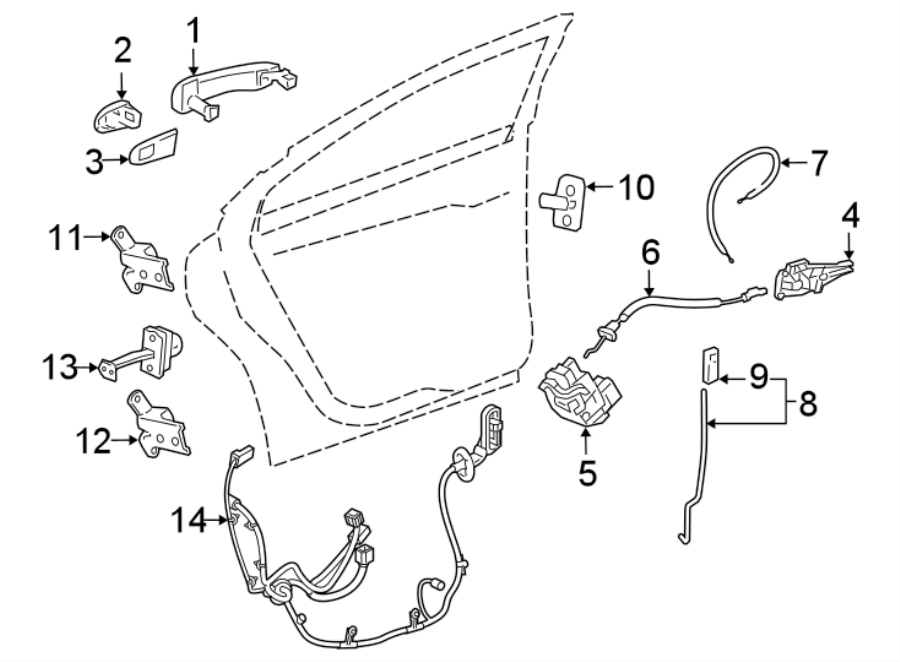 Diagram REAR DOOR. LOCK & HARDWARE. for your 2008 Saturn Astra   