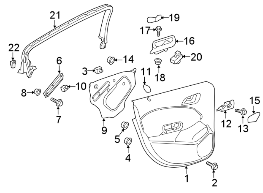 Diagram REAR DOOR. INTERIOR TRIM. for your 2025 Buick Envision   