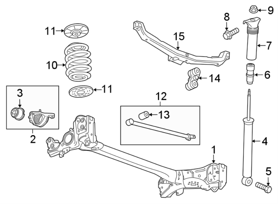 Diagram REAR SUSPENSION. SUSPENSION COMPONENTS. for your 2014 GMC Sierra 2500 HD 6.6L Duramax V8 DIESEL A/T 4WD Denali Crew Cab Pickup Fleetside 