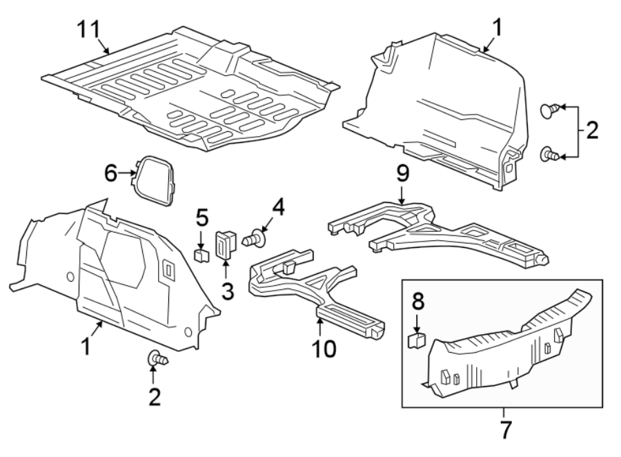 Diagram Rear body & floor. Interior trim. for your Cadillac ATS  