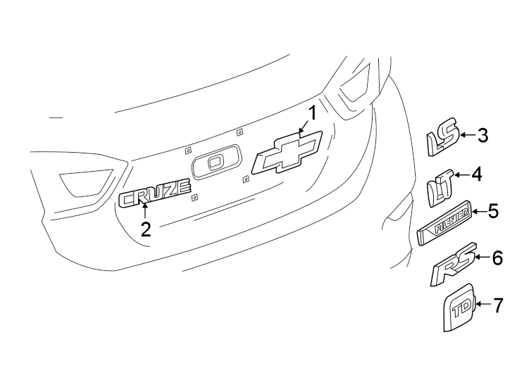 Diagram TRUNK LID. EXTERIOR TRIM. for your Buick Century  