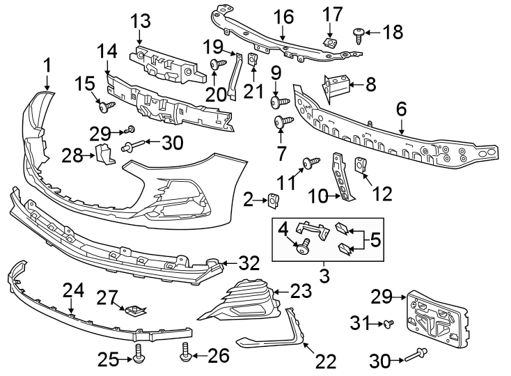 24Front bumper & grille. Bumper & components.https://images.simplepart.com/images/parts/motor/fullsize/CC16666.png