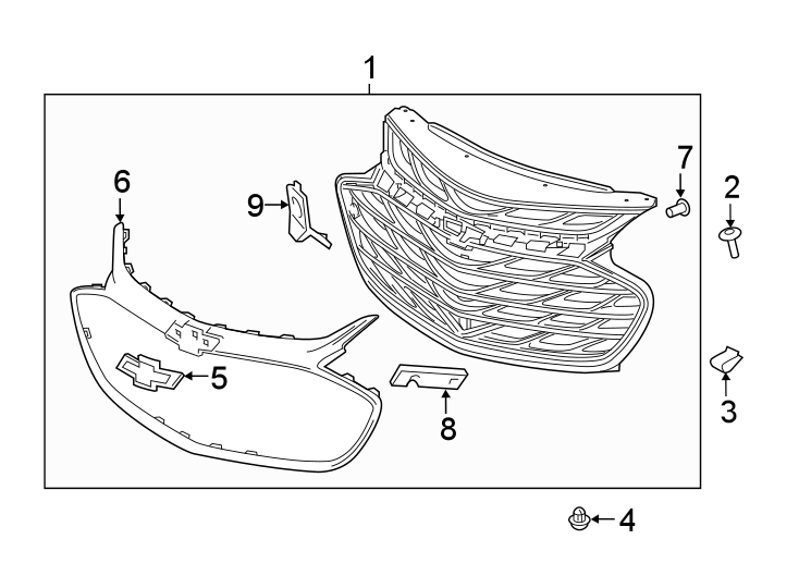 8FRONT BUMPER & GRILLE. GRILLE & COMPONENTS.https://images.simplepart.com/images/parts/motor/fullsize/CC16670.png