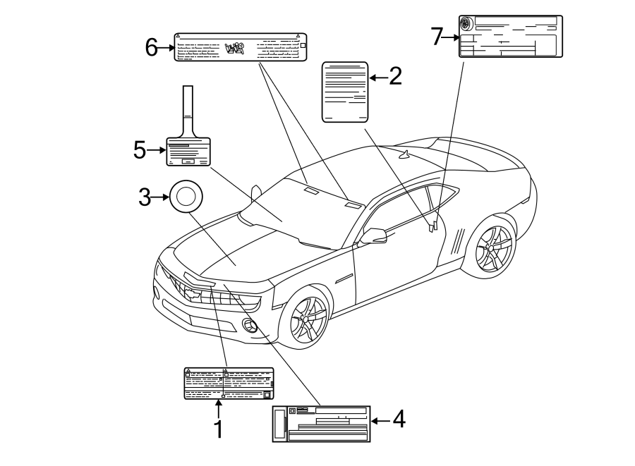 Diagram INFORMATION LABELS. for your 2022 Chevrolet Silverado 1500 Custom Trail Boss Crew Cab Pickup Fleetside  