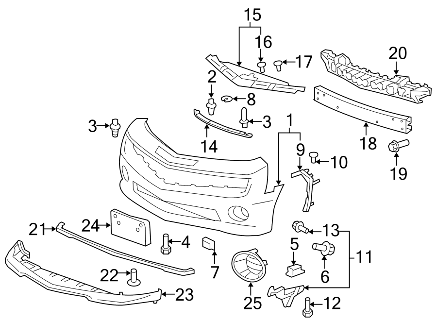 Diagram Front bumper & grille. Bumper & components. for your 1999 Pontiac Grand Am   