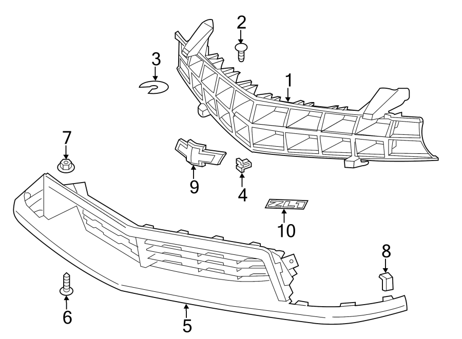 5FRONT BUMPER & GRILLE. GRILLE & COMPONENTS.https://images.simplepart.com/images/parts/motor/fullsize/CD10017.png