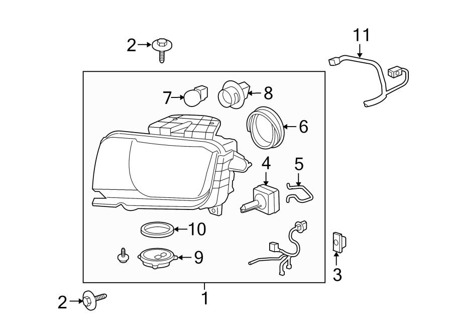 Diagram FRONT LAMPS. HEADLAMP COMPONENTS. for your 2018 Chevrolet Spark  ACTIV Hatchback 