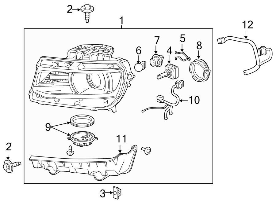 Diagram FRONT LAMPS. HEADLAMP COMPONENTS. for your 2007 GMC Sierra 1500 Classic SL Crew Cab Pickup 4.3L Vortec V6 M/T 4WD 