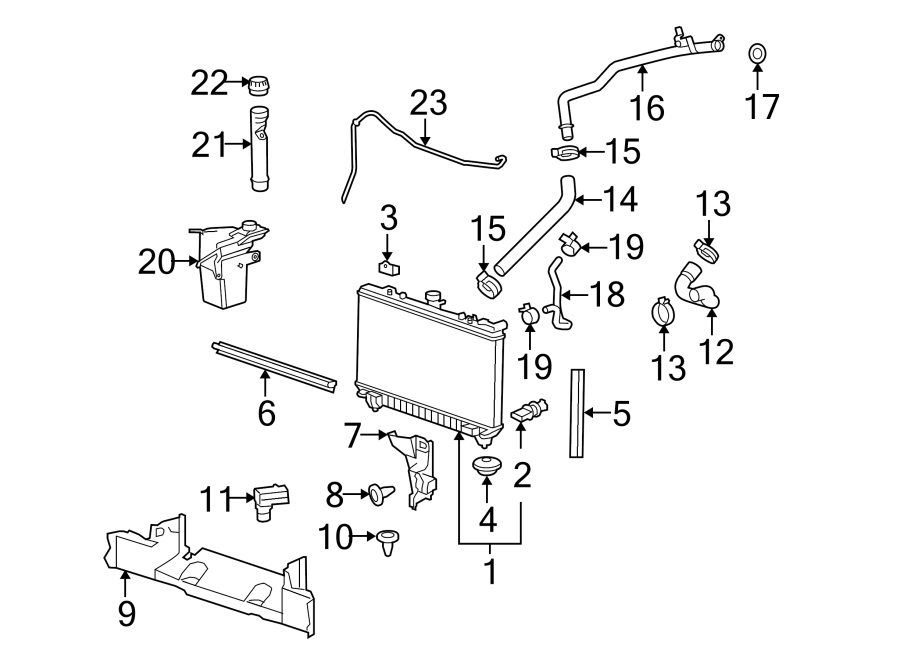 Diagram RADIATOR & COMPONENTS. for your 2006 Chevrolet Equinox   