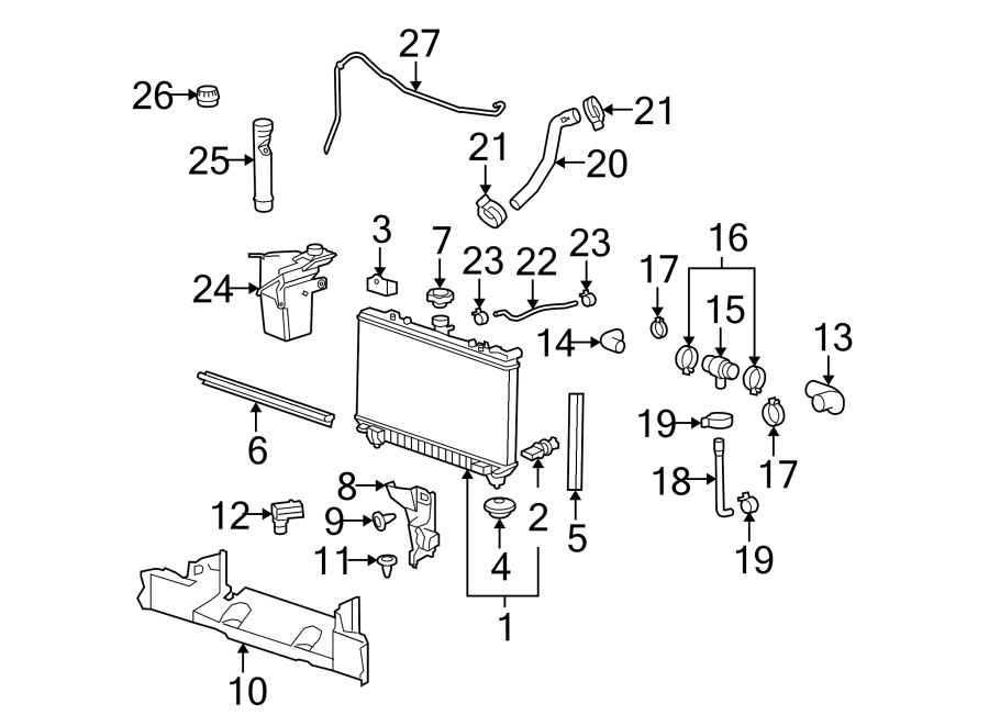 Diagram Radiator & components. for your 2023 Chevrolet Camaro  LT1 Convertible 