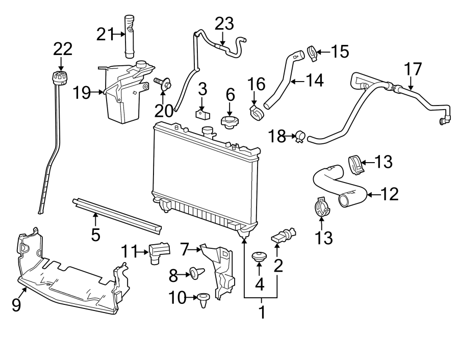 Diagram Radiator & components. for your 2018 Chevrolet Equinox LT Sport Utility  