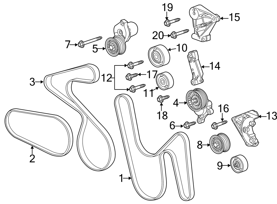 Diagram BELTS & PULLEYS. for your Chevrolet Camaro  