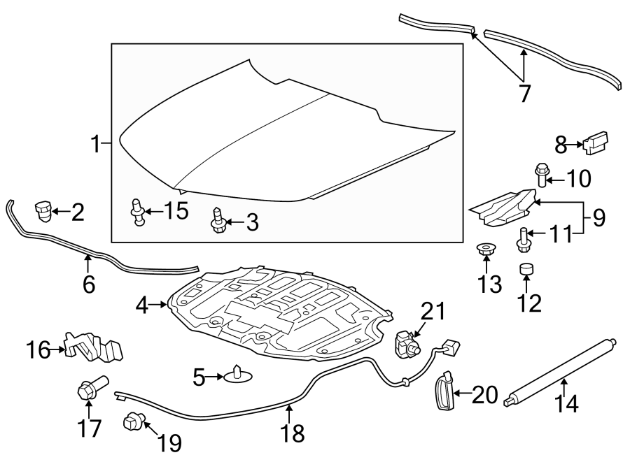 Diagram Roof. Hood & components. for your Chevrolet Camaro  