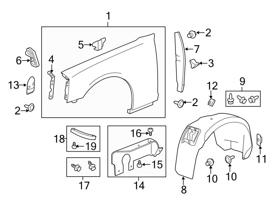 Diagram Rear suspension. Fender & components. for your 2007 GMC Sierra 1500 Classic SLE Standard Cab Pickup Fleetside  