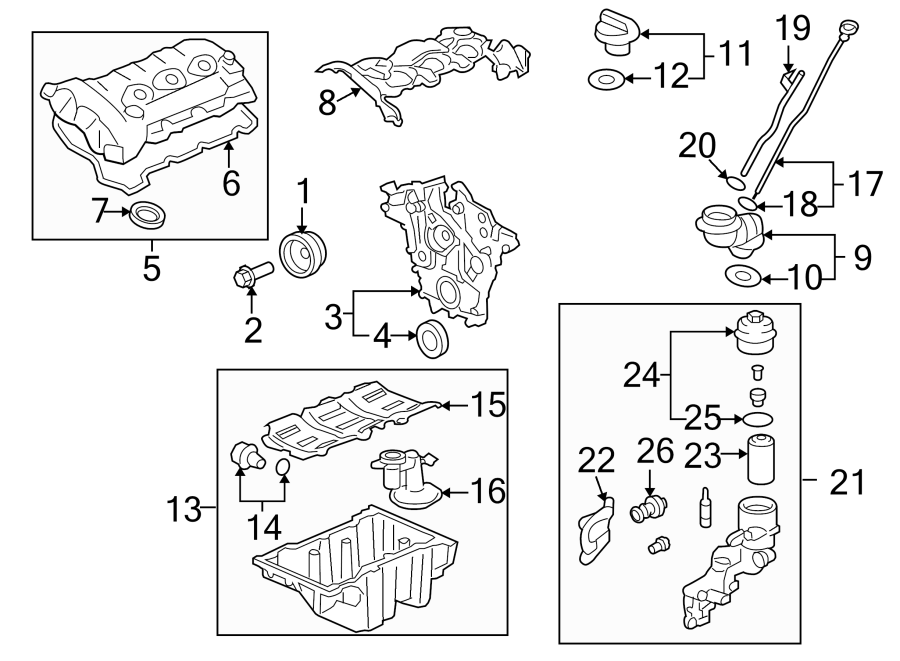 Diagram ENGINE PARTS. for your 2005 Chevrolet Avalanche 2500   