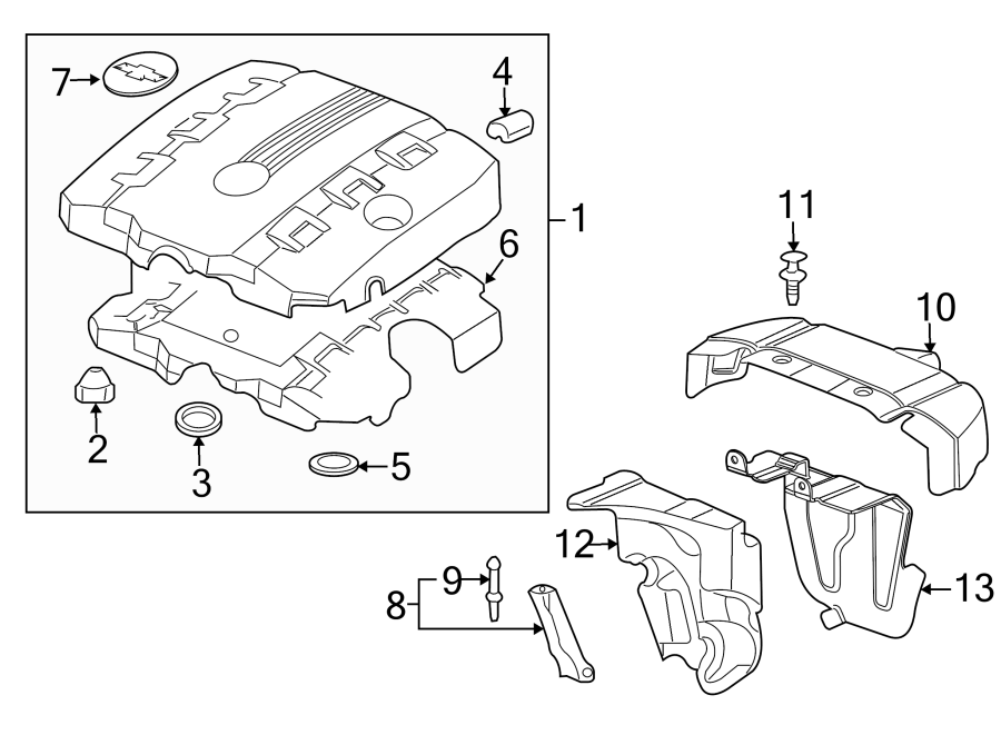 Diagram ENGINE APPEARANCE COVER. for your 2012 Chevrolet Camaro  SS Convertible 