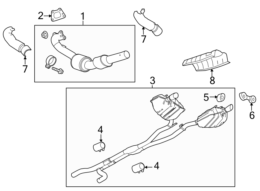 Diagram EXHAUST SYSTEM. EXHAUST COMPONENTS. for your 2018 Chevrolet Equinox 1.5L Ecotec A/T 4WD LT Sport Utility 