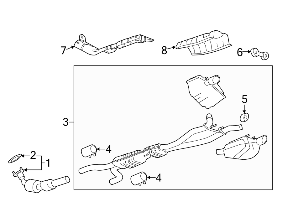 Diagram EXHAUST SYSTEM. EXHAUST COMPONENTS. for your 2024 Chevrolet Camaro  LT1 Coupe 